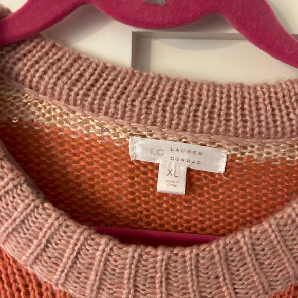 LC Lauren Conrad NWT Pink Striped Sweater with Sparkles - Picture 7 of 7